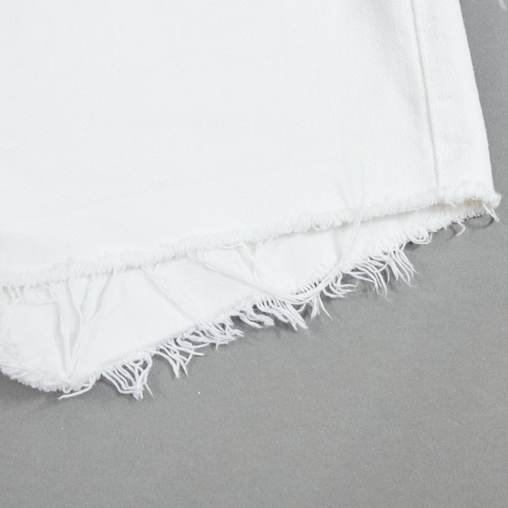 SAINT LAURENT 2016 white cotton cut off frayed jean denim shorts 25"