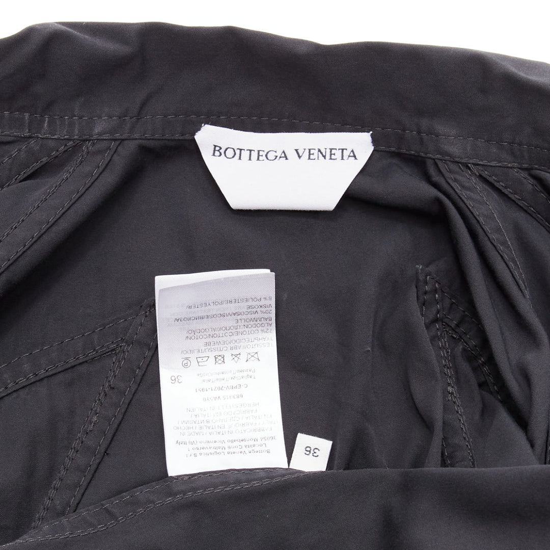 BOTTEGA VENETA black cotton blend 3D cut sleeves snap button shirt IT36 S
