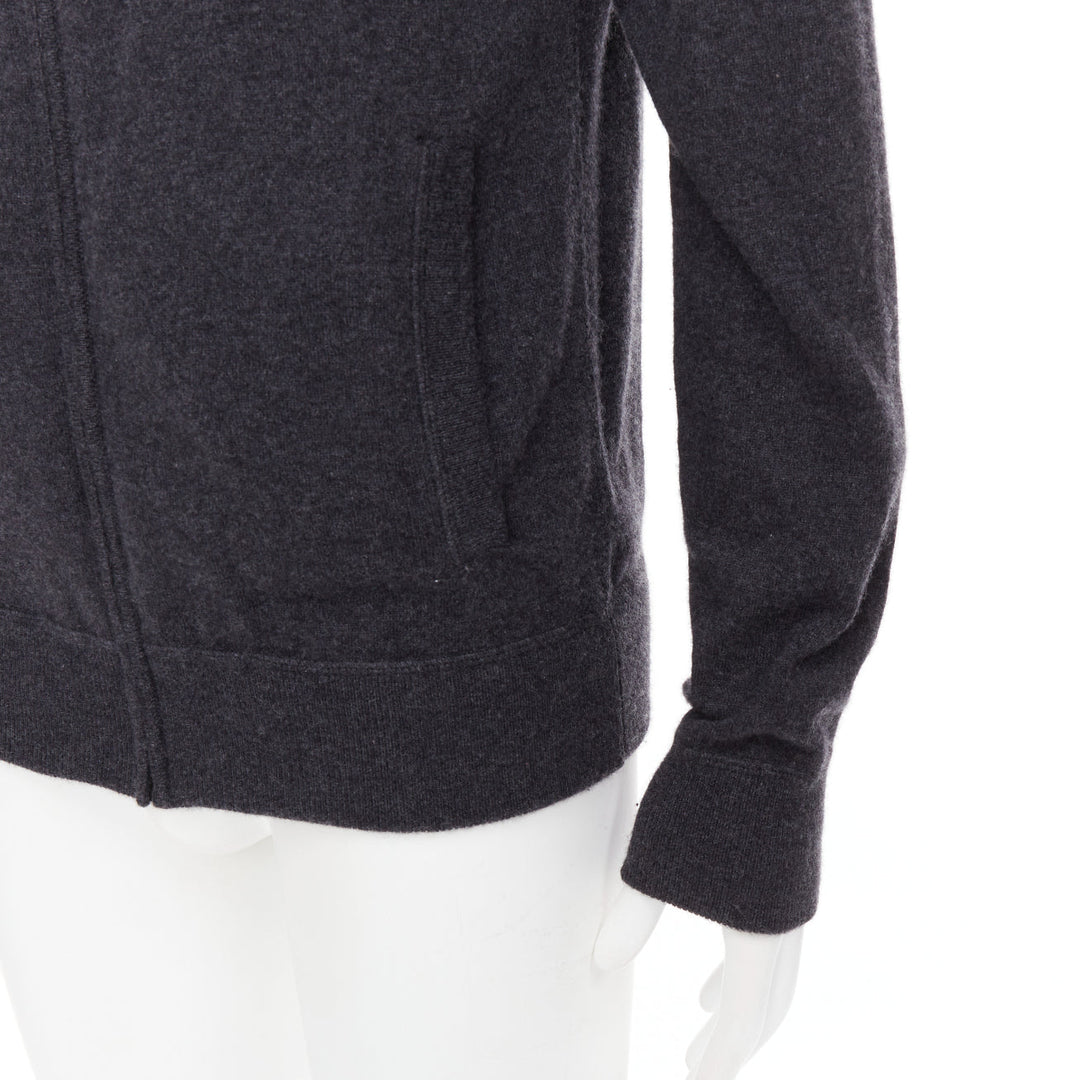 DOLCE GABBANA 100% cashmere grey silver logo zip hoodie IT48 M