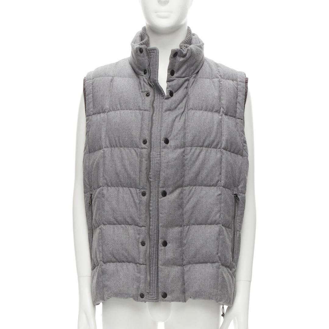 MONCLER Norme Afnor G32-003 grey wool quilted puffer vest jacket Sz.6 XXL