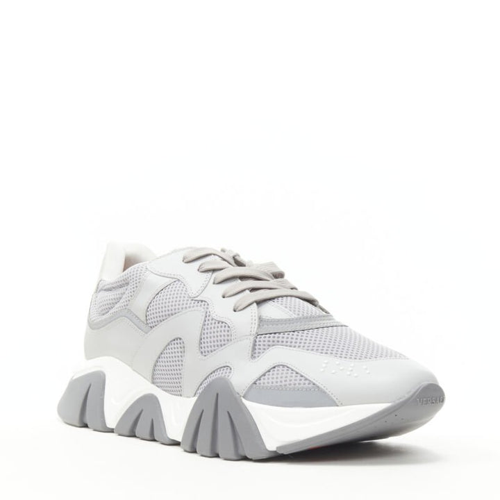 VERSACE Squalo grey leather mesh chunky sneakers K48 EU45 US12