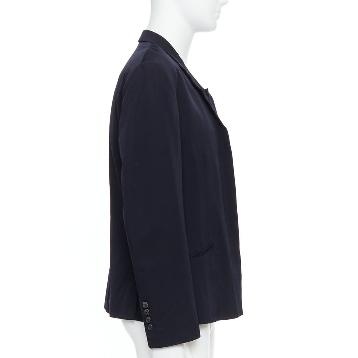 YOHJI YAMAMOTO black 100% wool double collar deconstructed blazer S