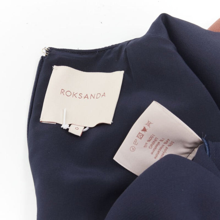 ROKSANDA navy brick red puff sleeve keyhole neckline wide leg jumpsuit UK6 XS