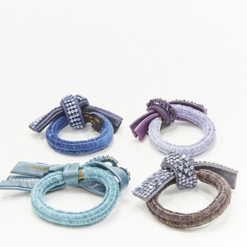 ALEXANDRE DE PARIS Alexander Zouari LOT OF 4 crystal bow hair tie purple blue