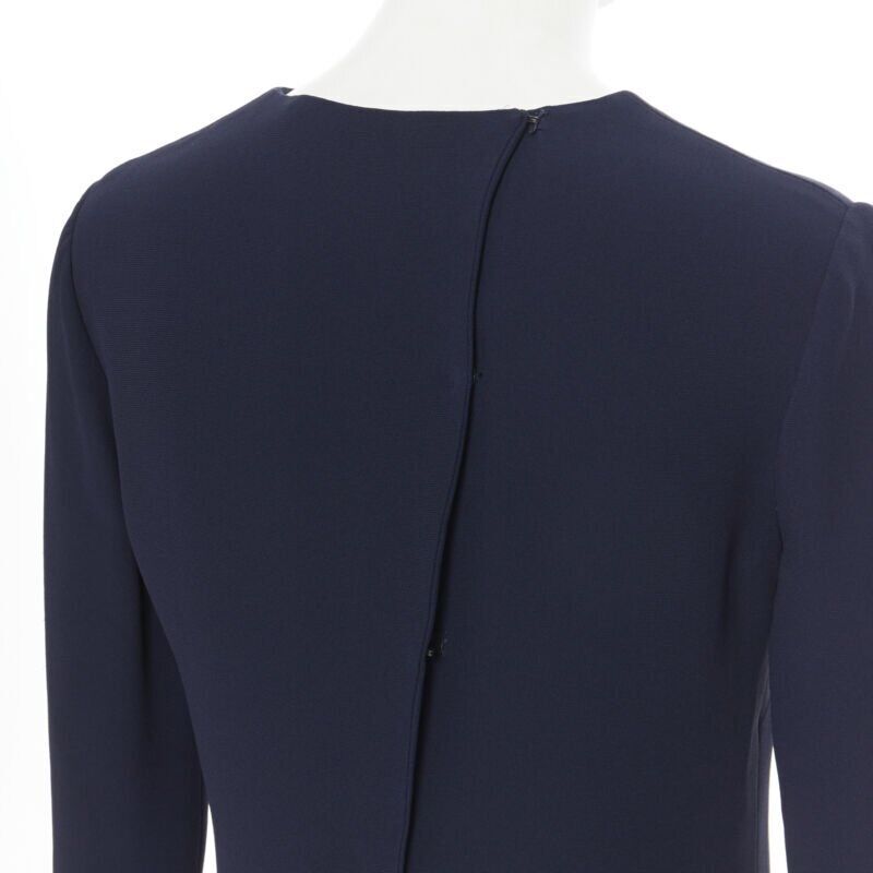 RALPH LAUREN Purple Collection navy blue viscose crepe 3/4 sleeve top US0 XS