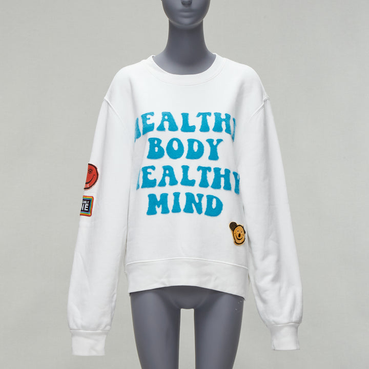 AMIRI 2021 A Love Movement healthy body knit badge smiley face white hoodie L