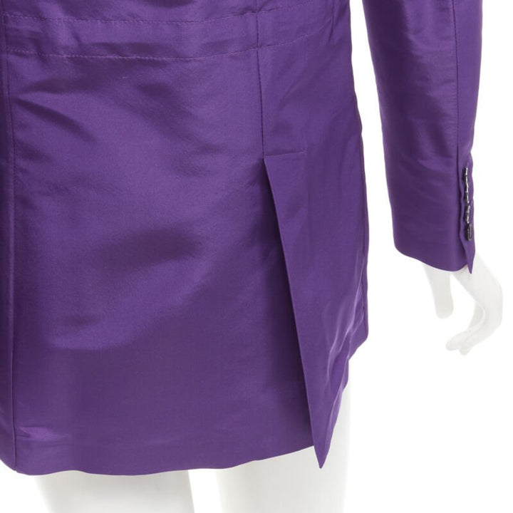 VALENTINO 2022 Runway purple 100% silk hidden waist drawstring blazer IT36 XS