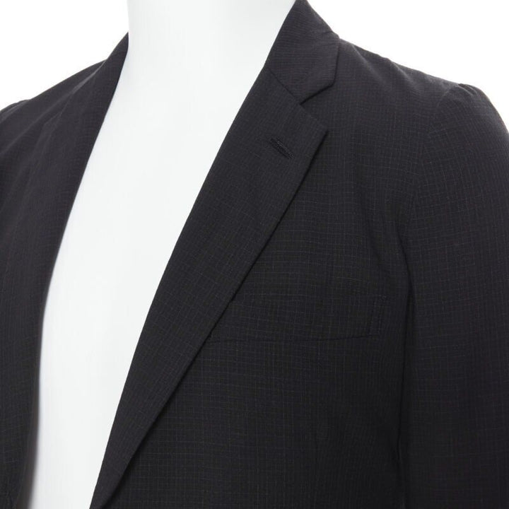 COMME DES GARCONS HOMME PLUS black check rubber buttons blazer jacket XS