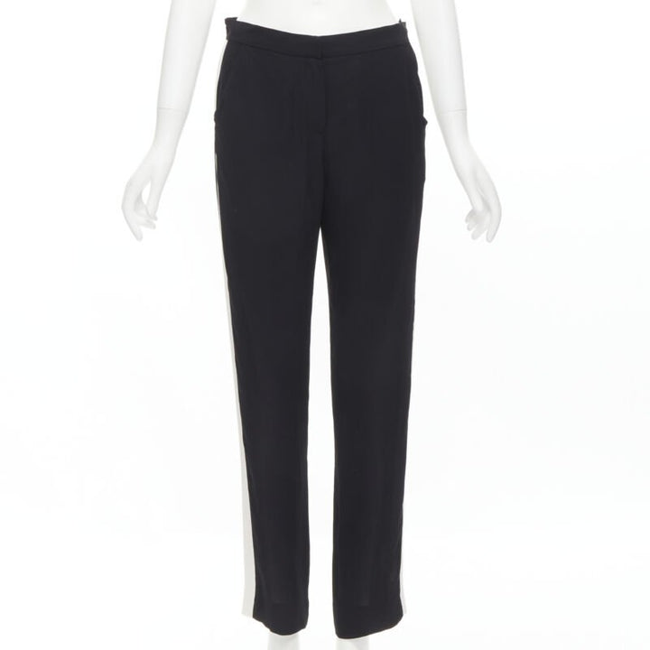 LANVIN 2013 Alber Elbaz 100% viscose white stripe black trousers FR36 S