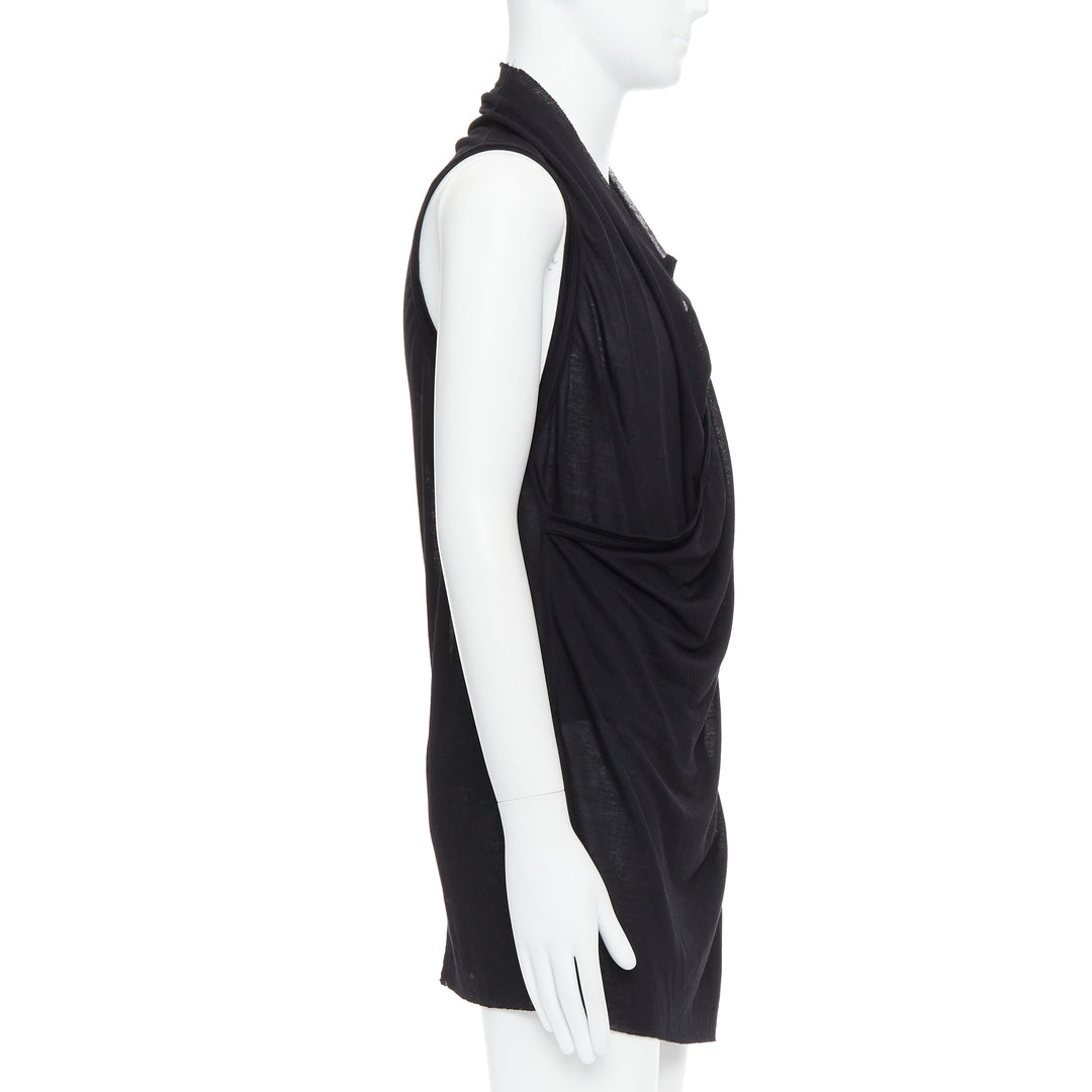 MA JULIUS 2014 black draped deep scoop neck layered tank top JP2 M