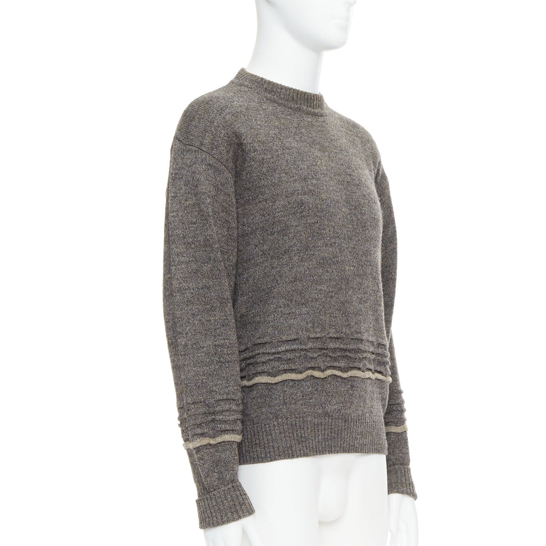 GIORGIO ARMANI grey alpaca mohair blend applique crew sweater