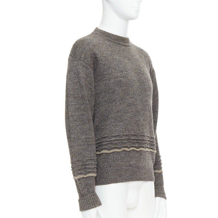 GIORGIO ARMANI grey alpaca mohair blend applique crew sweater