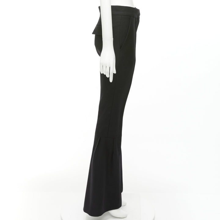 MARNI black wool twill mid waist flared dress pants IT38 XS