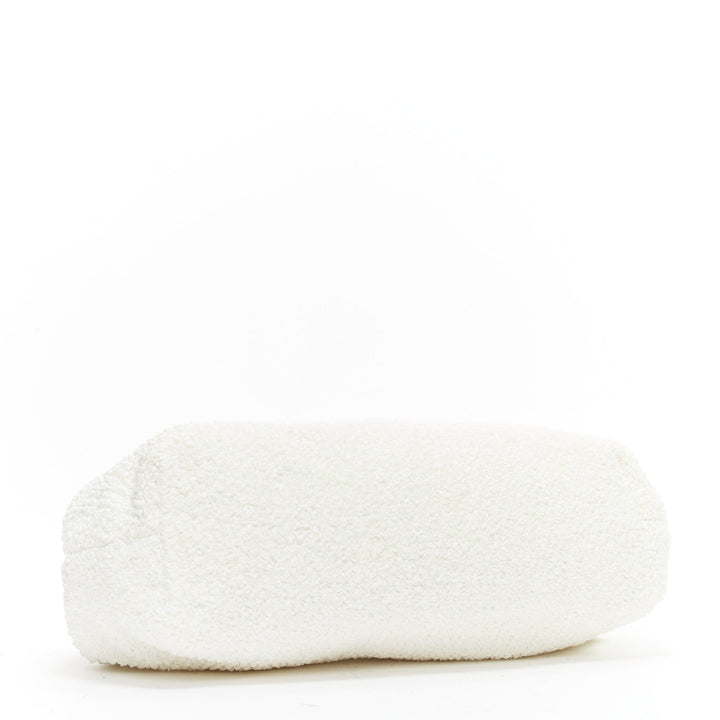 BOTTEGA VENETA Point Triangle white sponge boucle raffia leather shoulder bag