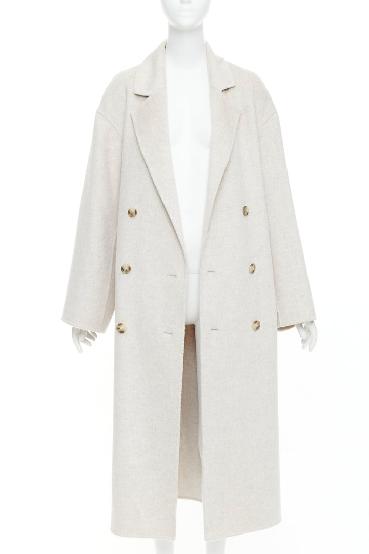 LOU LOU STUDIO Borneo light grey wool cashmere felt double breasted long coat XS