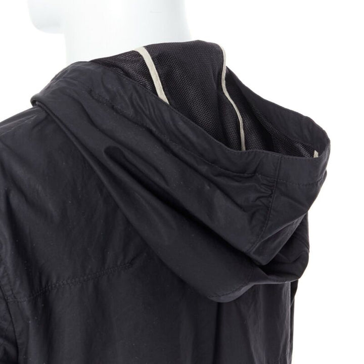 DIOR HOMME black hooded utilitarian drawstrings zipper windbreaker jacket