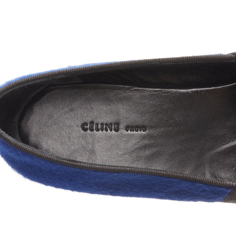 OLD CELINE PHOEBE PHILO blue pony hair grosgrain ribbon slip on flats EU37.5
