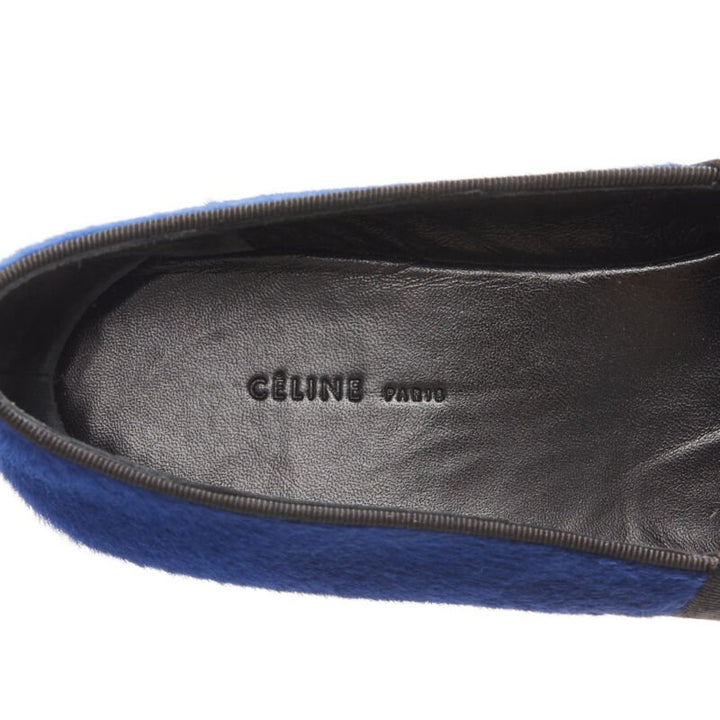 OLD CELINE PHOEBE PHILO blue pony hair grosgrain ribbon slip on flats EU37.5