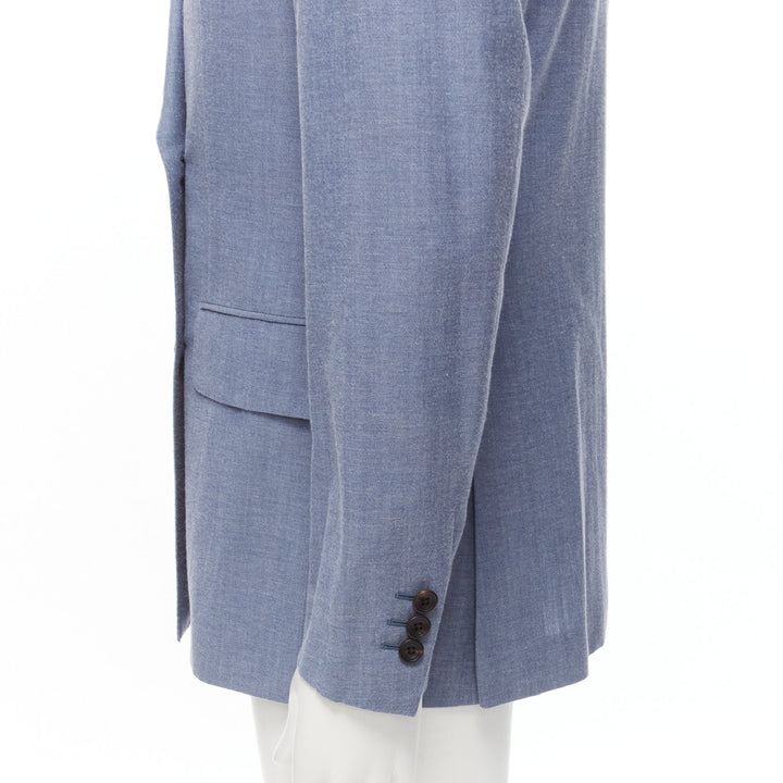 KINGSMAN blue wool cotton double breasted blazer jacket IT50 L