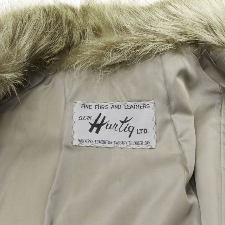 HURTIQ brown fur long sleeve collar hook eye jacket coat