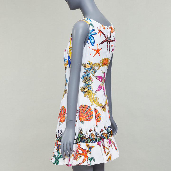VERSACE 2021 Runway Tresor De La Mer white starfish corset flounce dress IT40 L