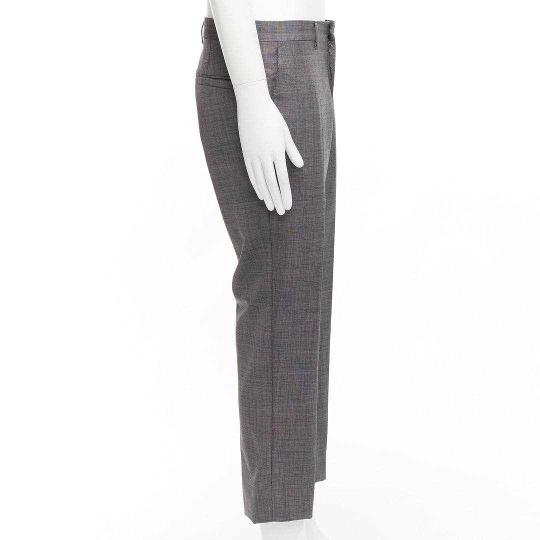 VERSACE 100% cotton grey checkered straight leg dress trousers IT48 M