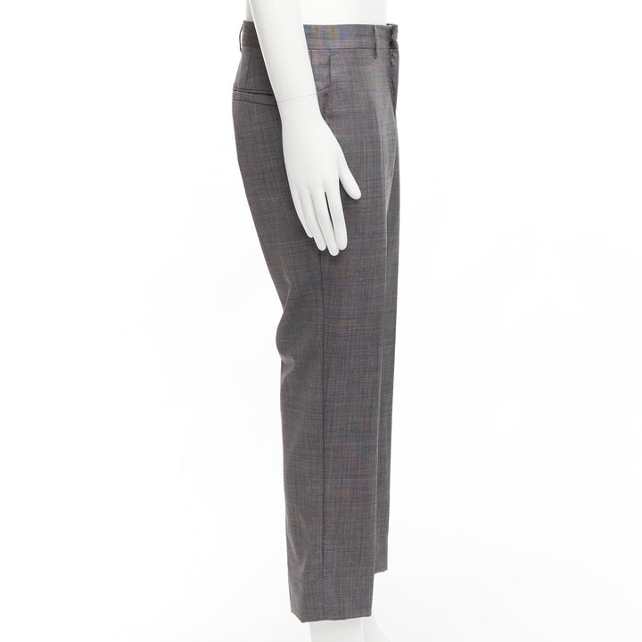 VERSACE 100% cotton grey checkered straight leg dress trousers IT48 M