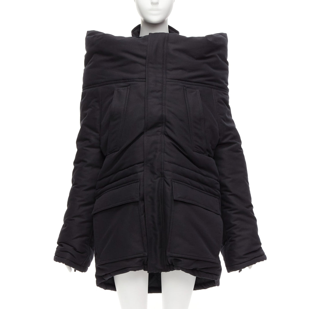 rare BALENCIAGA Demna 2021 Runway CB Parka black deconstructed jacket FR34 XS