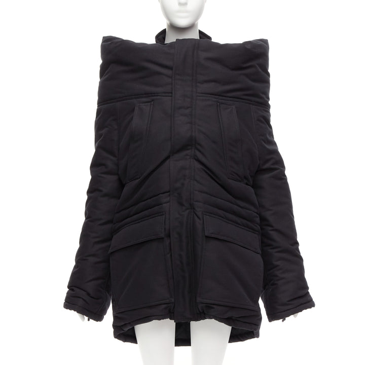 rare BALENCIAGA Demna 2021 Runway CB Parka black deconstructed jacket FR34 XS
