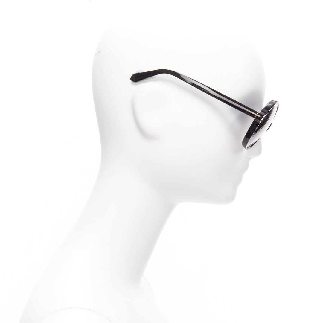 LINDA FARROW LFL671 Cat No.3 black round oversized bug eye sunglasses