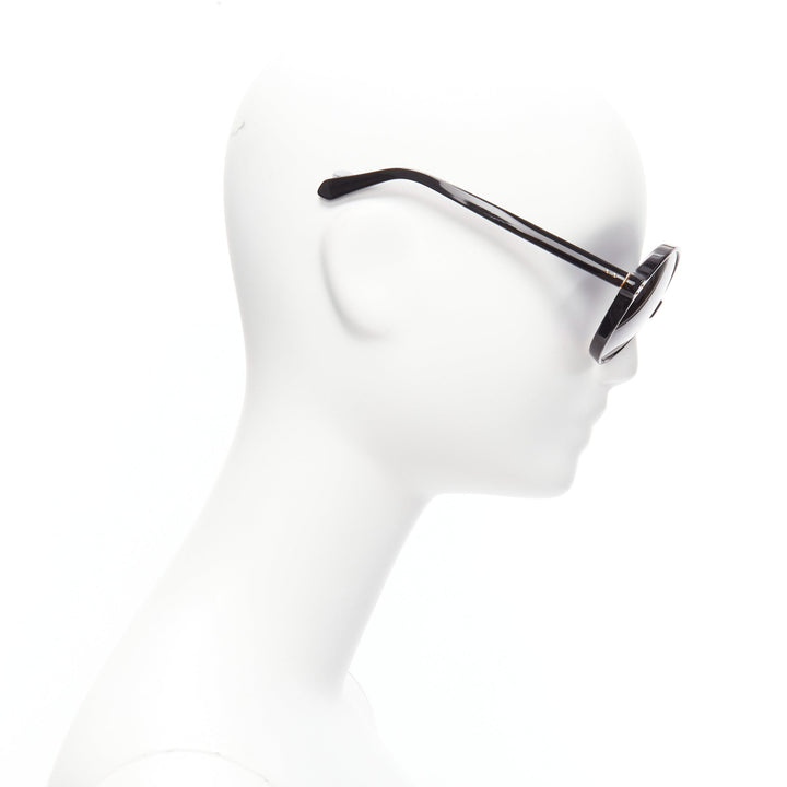 LINDA FARROW LFL671 Cat No.3 black round oversized bug eye sunglasses