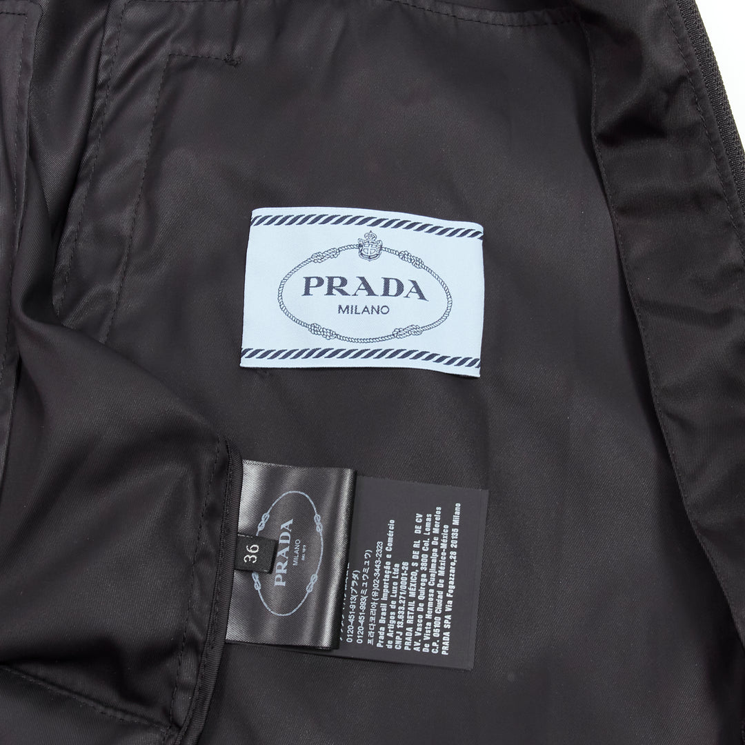 PRADA 2019 black nylon triangle logo waist bag hooded windbreaker jacket IT36 XS