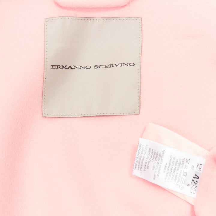 ERMANNO SCERVINO pink 100% virgin wool eyelet trim shell button jacket IT42 M
