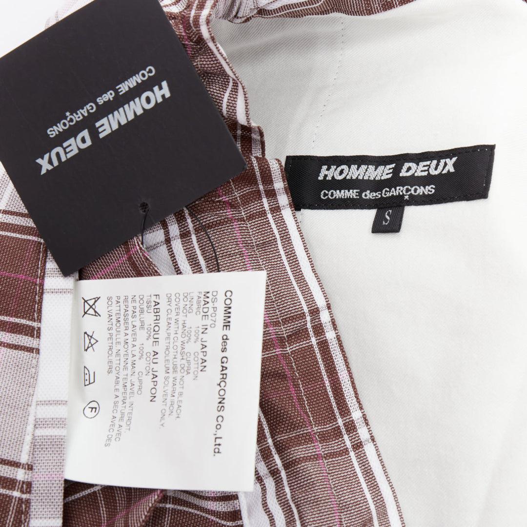 COMME DES GARCONS Homme Deux 2016 brown white checkered tapered pants S
