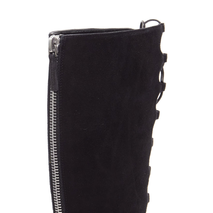 GIAMBATTISTA VALLI black suede leather criss cross lace up front boots EU38