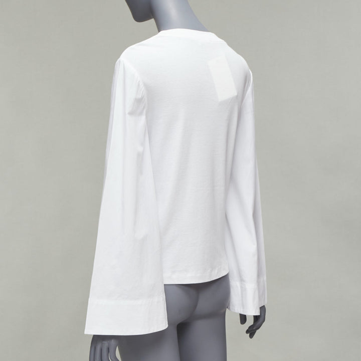 ROSETTA GETTY white 100% cotton woven cape sleeves knitted top XS