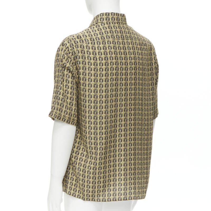 FENDI Forever Bamboo FF Zucca interwoven print bowling summer shirt EU39 M
