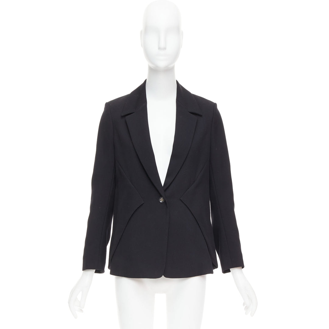 YVES SAINT LAURENT 2010 black wool blend deconstructed blazer FR36 S
