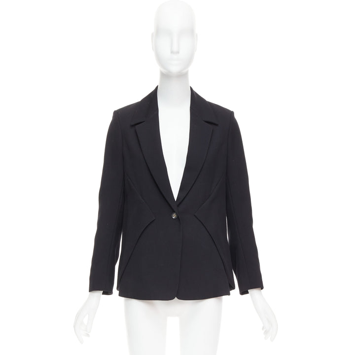 YVES SAINT LAURENT 2010 black wool blend deconstructed blazer FR36 S