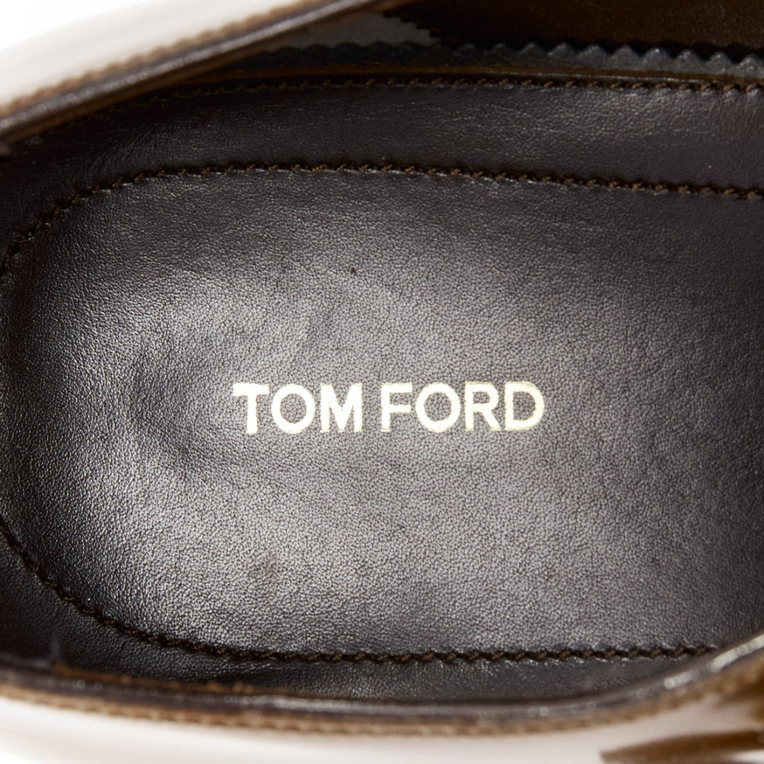 TOM FORD Spazzolato brown leather buckles monk strap loafers UK7 EU41