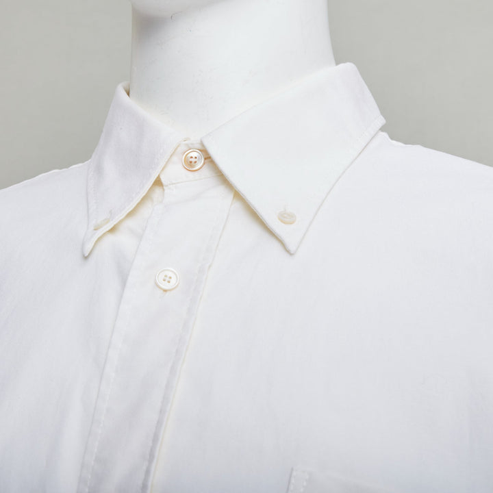 ACNE STUDIOS cream cotton cocoon silhouette AS embroidered shirt FR50 L