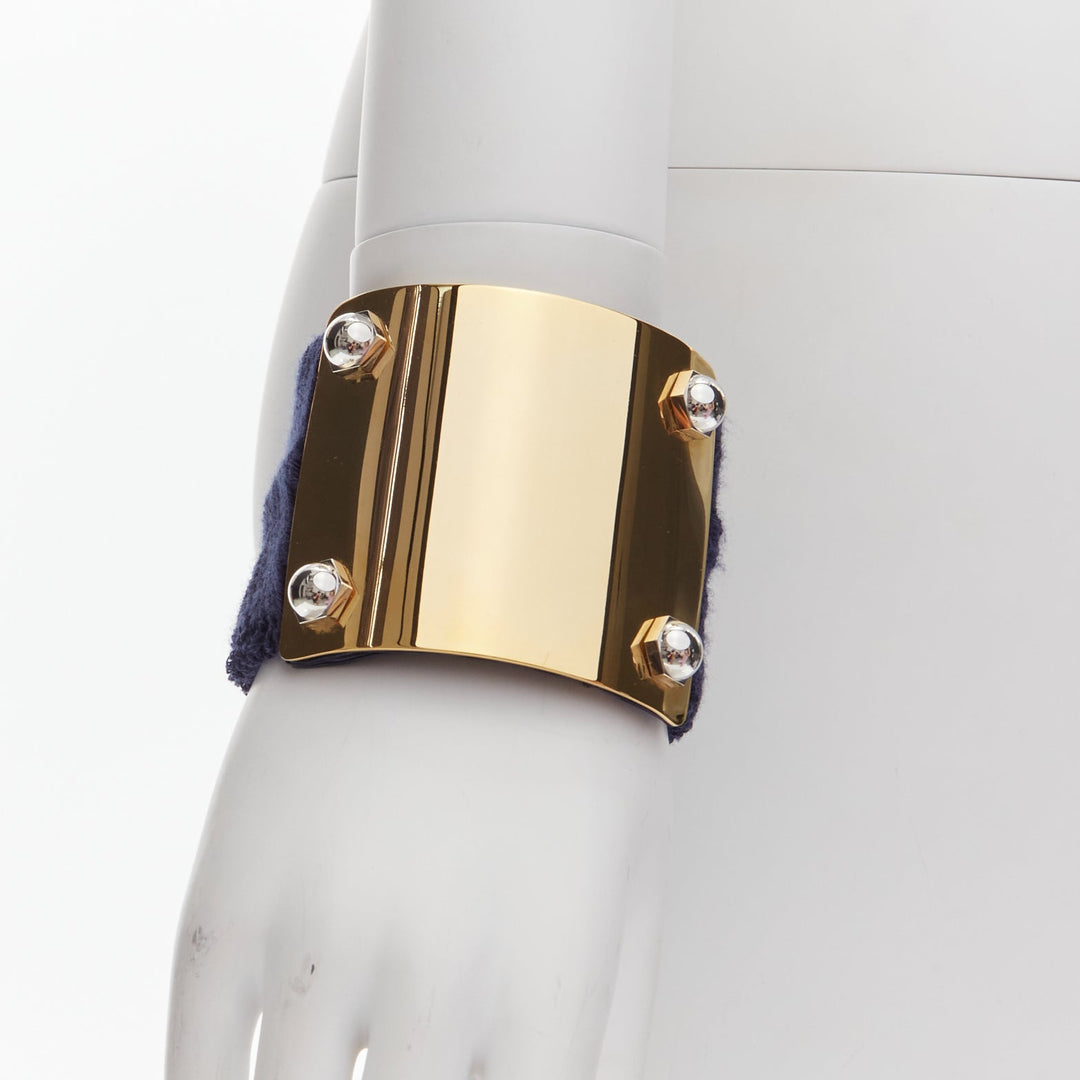 SACAI AMBUSH black gold navy metal studs terrycloth cuff XL choker set