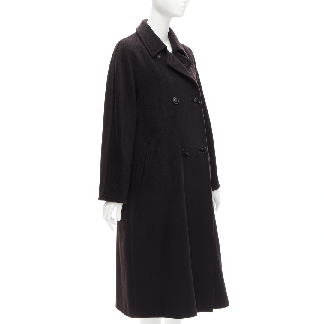 MAX MARA black virgin wool cashmere double breasted coat IT36 XXS