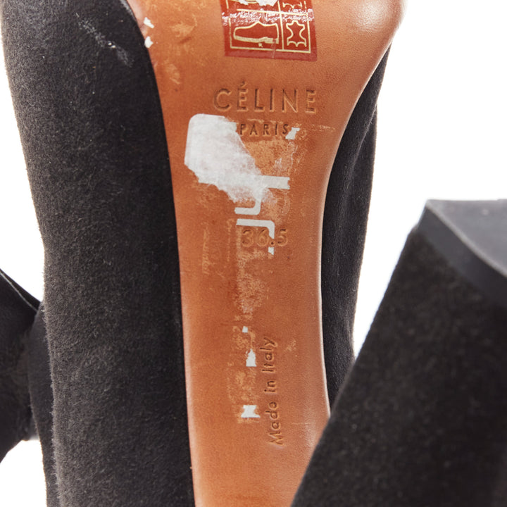 OLD CELINE Phoebe Philo black suede bow high heel mules EU36.5