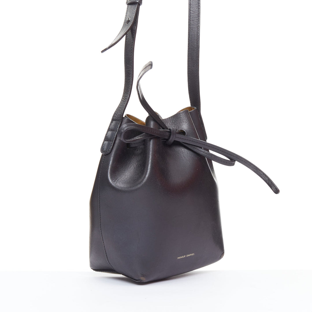 MANSUR GAVRIEL 2015 black smooth leather gold studs mini bucket bag