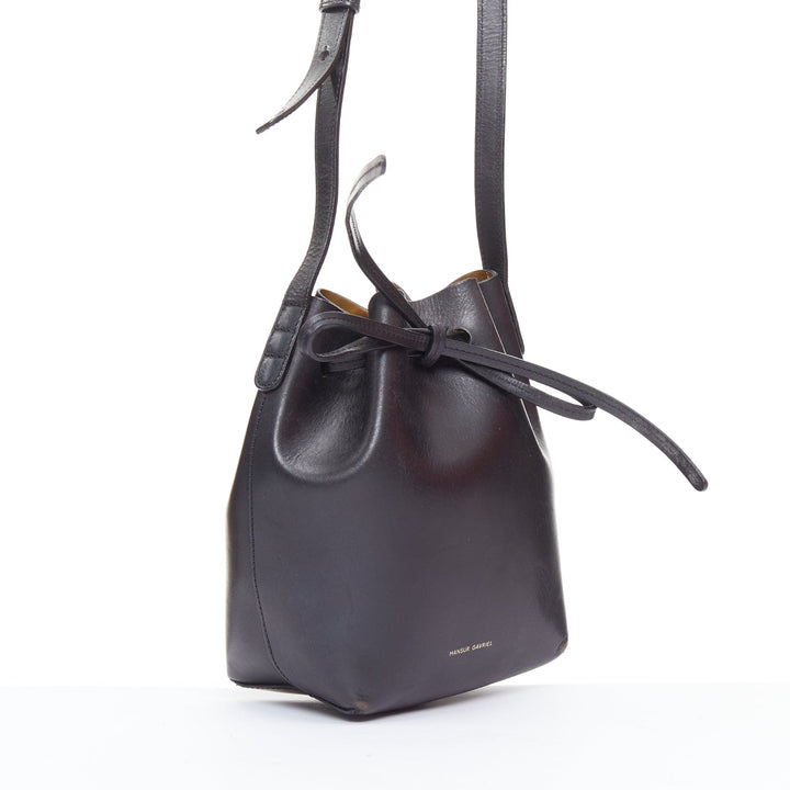 MANSUR GAVRIEL 2015 black smooth leather gold studs mini bucket bag