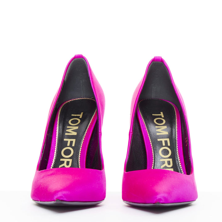 TOM FORD hot pink satin pointy front stiletto heeled pumps EU36.5