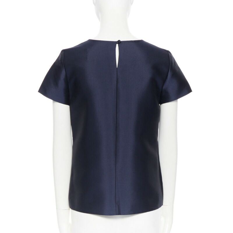 J CREW COLLECTION navy blue cap sleeves round neckline a-line shirt top US00 XS