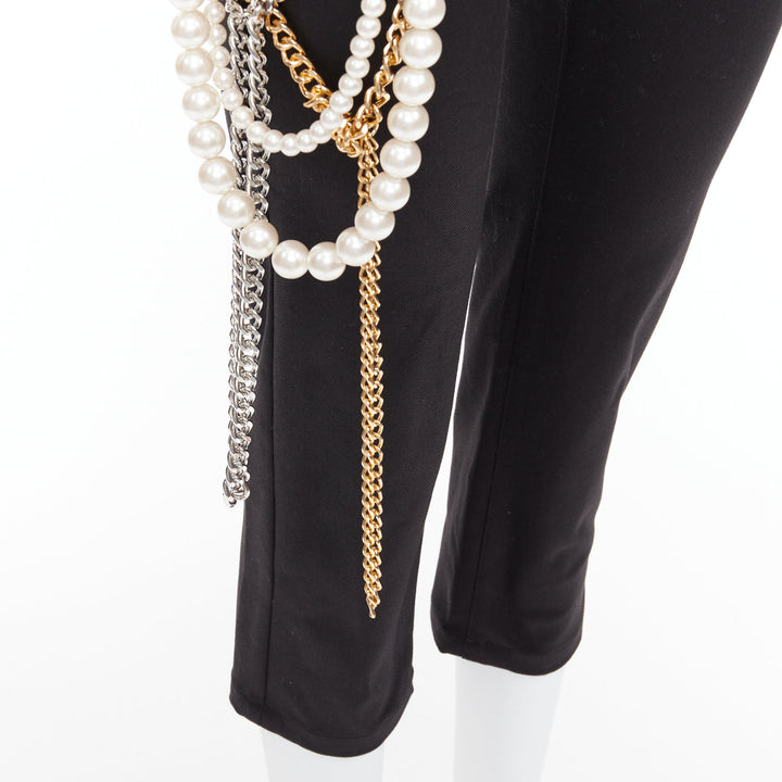 JUNYA WATANABE 2022 Punk black multi pearl chain cropped pants S