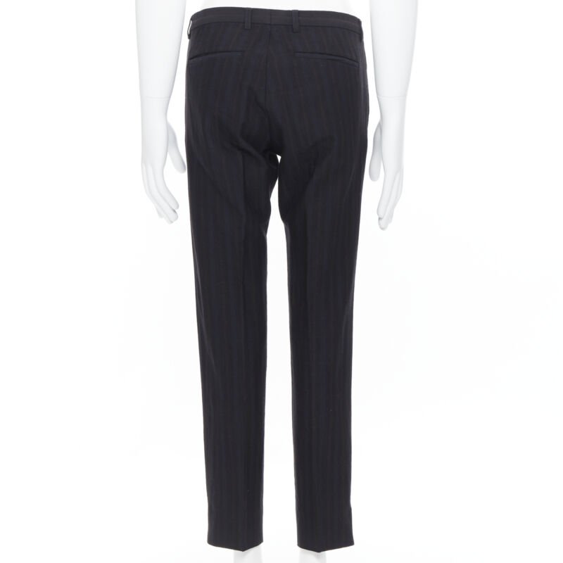 LANVIN ALBER ELBAZ mohair wool black satin side trimmed tuxedo trousers FR44